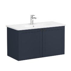 Vitra Root Classic 68741 Lavabo Dolabı, Kapaklı, 100 Cm, Mat Lacivert, Yuvarlak Lavabolu